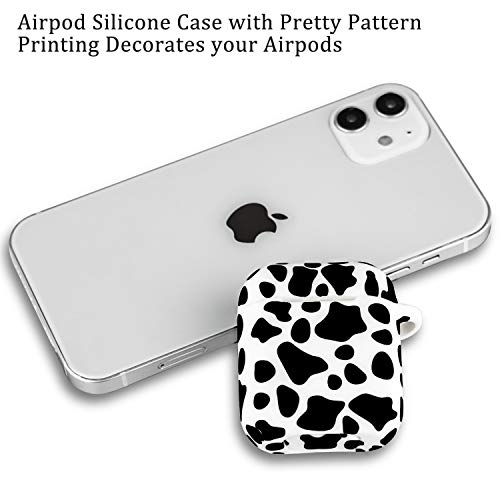 Airpod Case Soft Silicone Flexible Skin Cow Print, Yomplow Airpods Case Cover For Apple Airpods 2&1 Cute For Girls With Keychain (Cow) #TOP6
