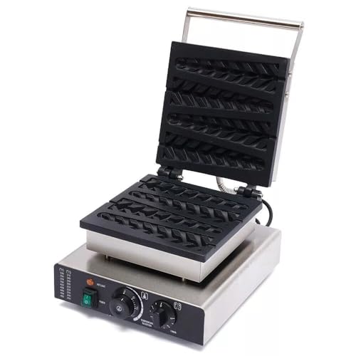 WOHAIPA Commercial Electric Non Stick Waffle Maker, Double-Sided Efficient Baking, 122-572 ° F Temperature Adjustment & 0-5 Minute Time Setting, Suitable for Dessert Shops, Roadside Stalls