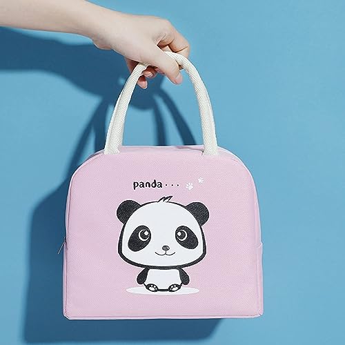 Image of Insulated Lunch Bag for Office, School, Men, Women, Hot & Cold Lunch Box, Tiffin Pouch (Panda Lunch Bag (Pink))