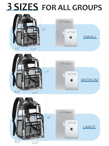 Image of Clear Backpack for School, Heavy Duty Transparent Bookbag