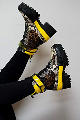 Cape Robbin Future Wave Leopard Snake Lace Up Lug Sole Commander Millitary Boots4