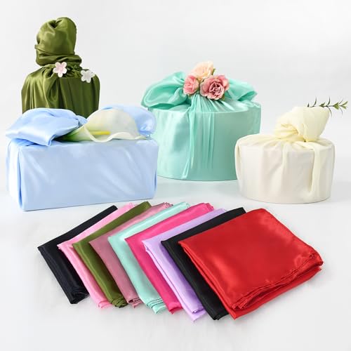 6 PCS/Set Minimalist Gift Wrapping Scarf - Multi-Color Satin Fabric Bundling Cloth for Stylish Present Packaging4