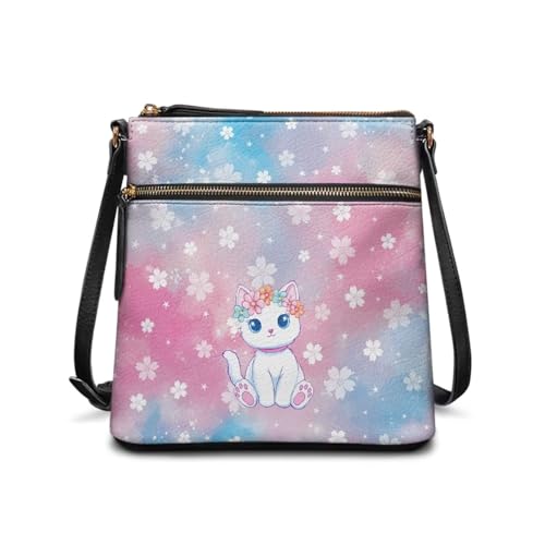 Women's Soft PU Leather Shoulder Bag Ladies Handbags Crossbody Bag with Adjustable Straps and Muti Zipper Pockets