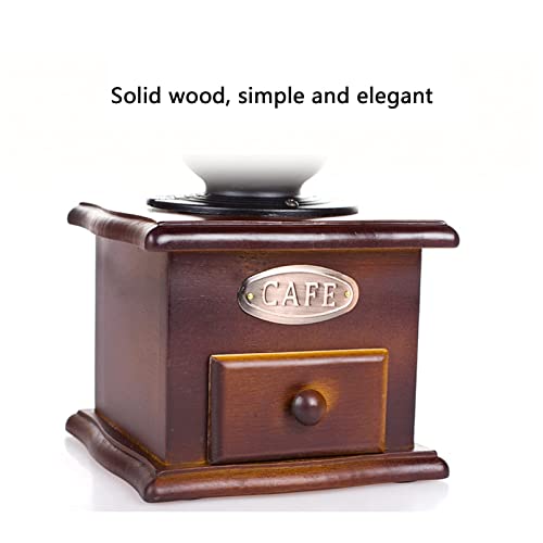 SXLCKJ Retro-Kaffeemühle, Riesenrad-Handmühle, Kaffeebohnenmühle, Massivholzmaterial, Keramik (Crusher) – Bild 4