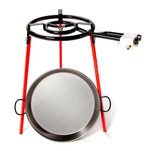 Paellera de 46cm con Quemador y trípode, Fabricada en Acero, Incluye 1 Puerto de Gas. Diseñado para: cocinar al Aire Libre, reuniones Familiares.