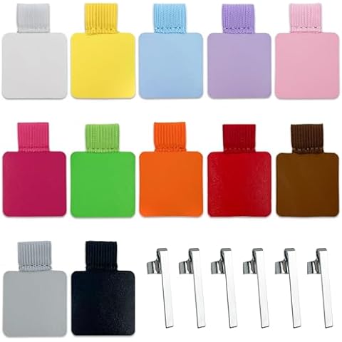 Binxus 12 PCS Pen Loop Holder, Adhesive Pen Holder for Notebook with Elastic Pen Holder, Pen Loops for Planner Leather Pencil Holder Metal Pen Clips (Multicolored) Cover
