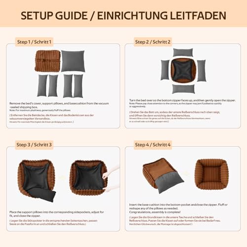 CareCooo Flauschiges Hundebett Kleine Hunde, Waschbar Abnehmbar, Rechteckig, rutschfest & Komfortabel, Hundekörbchen, Hundekissen für Welpen, weiß, S(50x48x15cm)