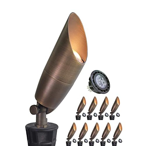 MALORY Solid Brass Landscape Spotlight 10-Pack, 12V