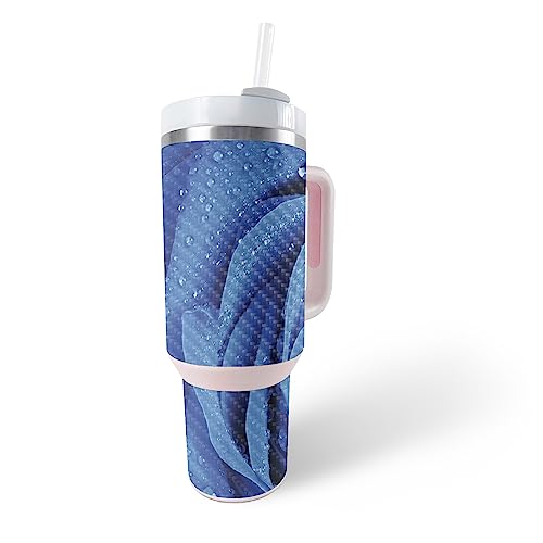MightySkins Carbon Fiber Skin Compatible with Stanley The Quencher H2.0 FlowState 40 Oz Tumbler - Rose Closeup | Protective, Durable Textured Carbon Fiber Finish | Easy to Apply