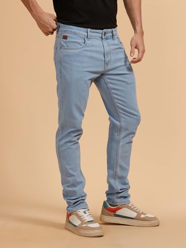 Image of WROGN Men's Cotton Stretch Jeans | Solid Design | Slim Fit