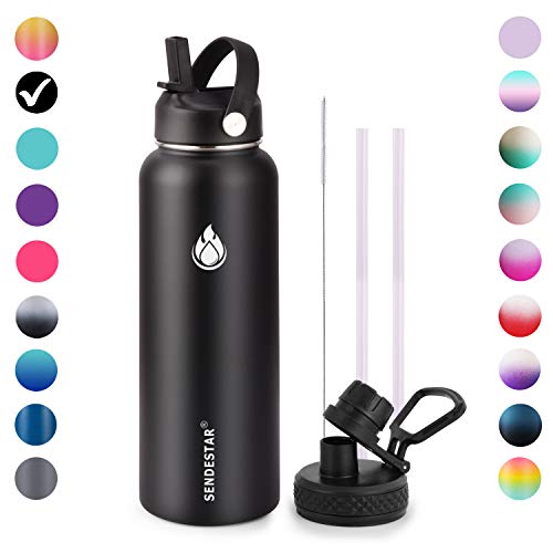 Sendestar Stainless Steel Water Bottle - Double Wall Vacuum Insulated Leak Proof, Keeps
