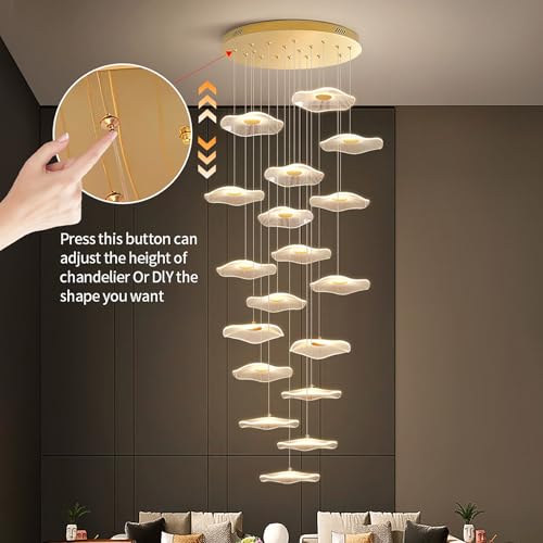 Plafonnier LED d'escalier doré MOCHAMIK à intensité variable avec télécommande