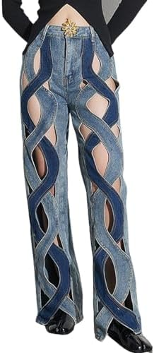Bluedeer Women's Fashion Criss Cross Jeans Jeans High Waist