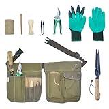 Gardenwind 14Pcs Gardening Tools for Men Gardening Hand Tools with Weeder, Scale, Sawtooth, Cut Rope, Waist Bag,Heavy Duty