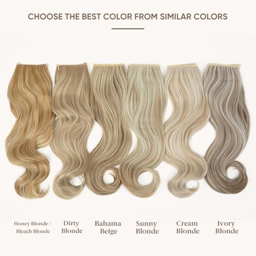 SARLA Invisible Wire Hair Extensions with 3 Clips Short Wavy Curly Synthetic Hairpiece for Women Adjustable Transparent Headband 14 Inch Sunny Blonde - Thumbnail 2