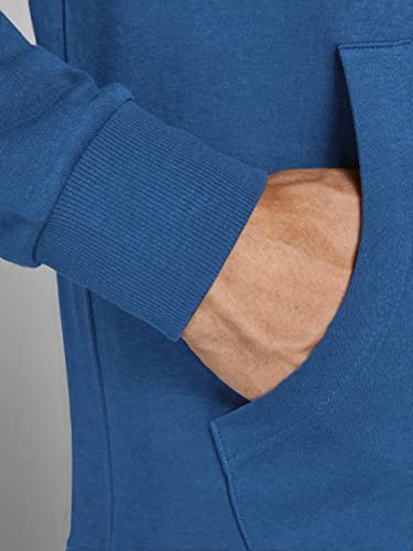 JACK & JONES Moda Hombre JJEBASIC Logo Sweat Hood, Bright Cobalt/Navy Blazer, L