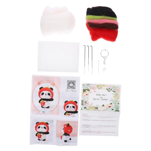 DOITOOL 1 Set Panda Wool Needle Felting Kit for Beginners DIY Animal Doll Craft Adorable Wool Felt Materials for Creative Fun and Unique