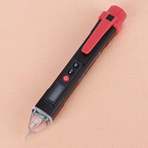 Haofy Detector de Voltaje Pluma de Prueba sin Contacto con Pantalla LCD para Medición de Voltaje AC121000V para Electricistas ABS Amarillo (1 unidad) para Mantenimiento Eléctrico (Negro y rojo)