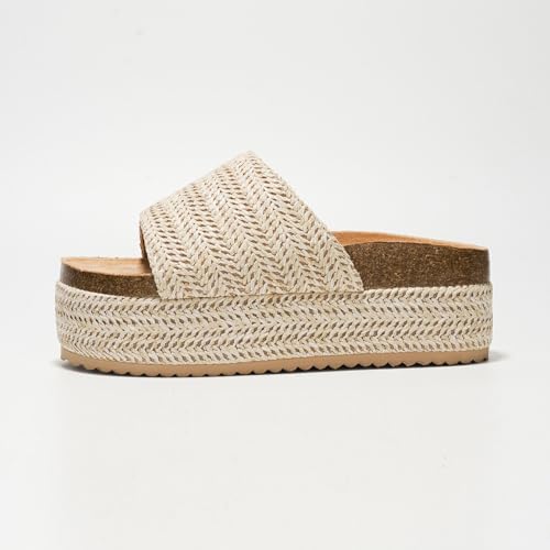 Cape Robbin Hacha Platform Slide Sandals for Women 2025 | Comfortable Summer Shoes | Raffia Espadrilles3