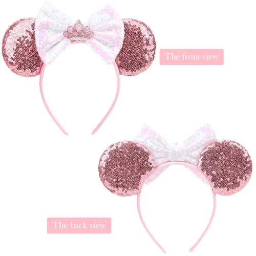 Image of DRESHOW Mouse Ears Bow Headbands Minnie Ears Headband Glitter Party Decoration Cosplay Costume for Women