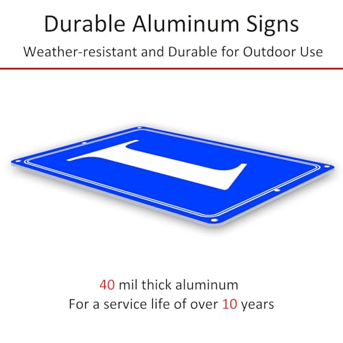 Image of Premium Aluminum Number Signs, Metal 12 inch X 8 inch Blue Numbered Sign Outdoor for Parking Lots, Floor, Dock, Court, Aisle, Field, High Visibility, No Fade, Weather-resistant (Blue Number Signs 0)