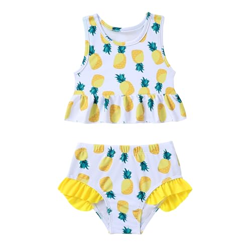 Image of Baby Swimsuit Girl Two Piece Bathing Suit Toddler Girls Summer Beach Ruffle Tankini Swimwear 1-7Y