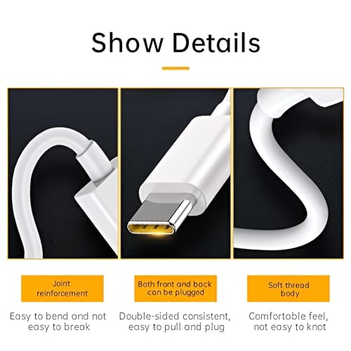 Image of XYKOS Realme 100W Supervooc Usb Type C Charging Data Cable For Realme 12 Pro Plus /11 Pro Plus /11 /10 /9 Pro /Narzo 70 /60 Pro /60 /50 /50 Pro /30,Support 65W Superdart And 33W Dart Quick Charge,White