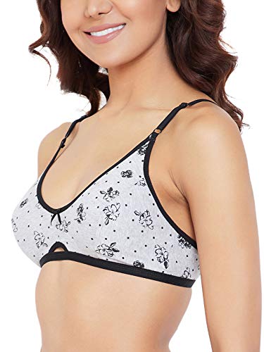 Image of Clovia Women's Cotton Rich Non-Padded Non-Wired Floral & Polka Print Bra