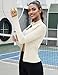 Rapbin Workout Jackets for Women Full Zip Up Cropped Athletic Long Sleeve Lightweight Slim Fit Running Tops with Pockets