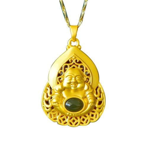 Collier Bouddha Maitreya en argent S925 et véritable jade sculpté