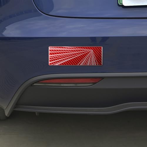Image of Fit for Real Carbon Fiber Dual Motor Badge Emblem Sticker Plaid Decor Compatible for Model Y Juniper Souvenir Edition Accessories(Red)
