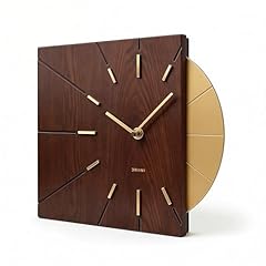 Driini Clocks Mid Century Modern Wall Clock Square Wood Clock with Decorative Gold Accent Unique photo Driini Clocks Mid Century Modern Wall Clock Square Wood Clock with Decorative Gold Accent Unique