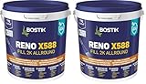 BOSTIK Reno X588 Fill Allround 1kg – Zweikomponentiger Reparaturmörtel für Innen- und Außenbereiche, Flexibel, Frostbeständig und Lösemittelfrei, Grau (Packung mit 2)