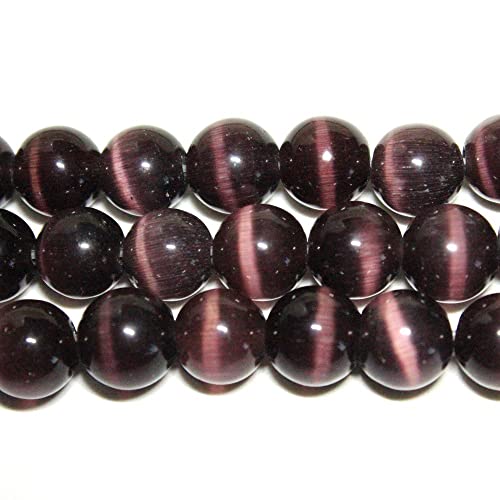 Jartc Beads For Energy Bracelets Yoga Bracelet Diy Bracelet Stone Beads Cat Eye Stone (6Mm, Fuchsia) #TOP3