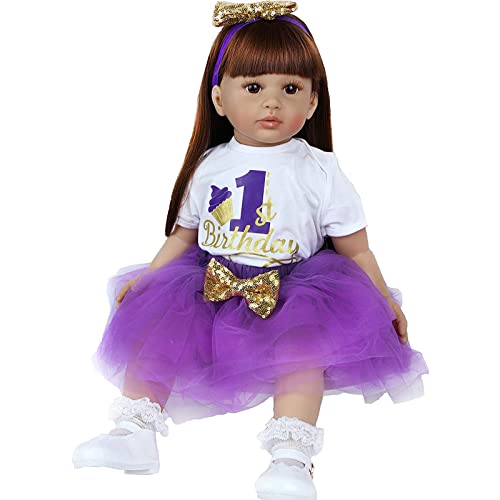 HUYRP Reborn Baby Dolls 24 Inches 60 CM Lifelike Realistic Reborn Doll Gift For Girls Suitable, Purple - Image 3