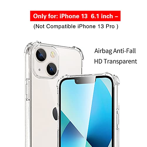 Case for iPhone 13 (6.1-Inch), Anti-Scratch Ultra Clear Shockproof Hard PC Back & Soft TPU, (Airbag Protection) Bumper Protective Cover for iPhone 13 - Clear