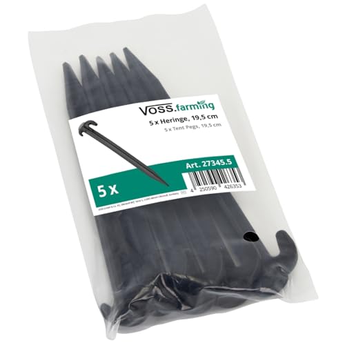 VOSS.farming 30x Kunststoff Heringe 19,5cm schwarz Doppelhaken Bodenanker Camping Zelt