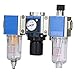 Compressed Air Filter Regulator Lubricator Combo 3 in 1 Water Oil Separator Stable Pressure Regulation High Repeat Accuracy for Industrial Pneumatic Systems Aluminum Alloy (GC200-06)