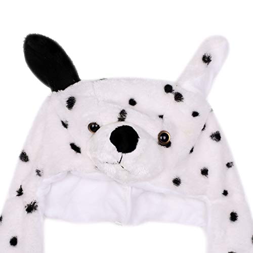 Image of Women Winter Warm Hat Scarf Gloves Set 3-in-1 Plush Cartoon Animal Hooded Hat Earflap Beanie for Outdoor cold days