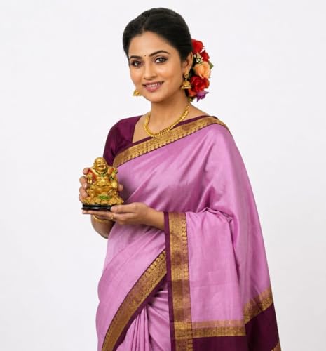 Image of Anushka Fashions Semi Mysore Crepe Silk Saree with 2D Pattern, Contrast Border, Rich Pallu & Blouse Piece Included, Lightweight Ethnic Wear for Festive, Party & Traditional Occasions