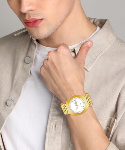 Image of Shocknshop Analog Round Day & Date Functioning Gold Stainless Steel Wrist Watch for Men Boys -WCH142