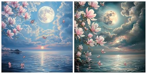 Diamond painting 5d lune broderie diamant kit complet cristal artisanat fleurs 60x60