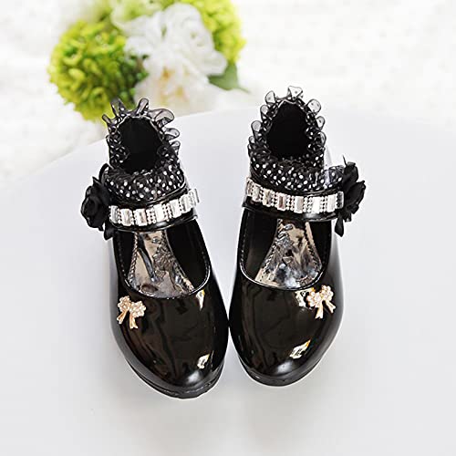 Girls Paten𝐭 Leather Dress Shoes Little Girls Uniform Mary Jane Closed Toe Princess Flat𝐬 Heels for Part𝐲 Wedding3