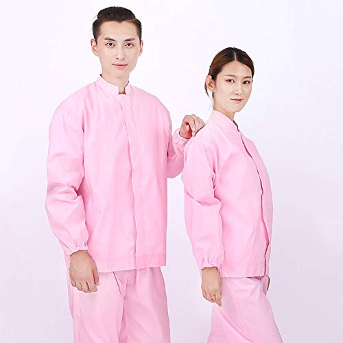 QINYUP Langärmelige Split Beruf Processing Factory Werkstatt Overalls Staubdichtes Sanitär Kleidung Männer und Frauen Fabrik Kleidung kann individuell angepasst Werden,Rosa Cover