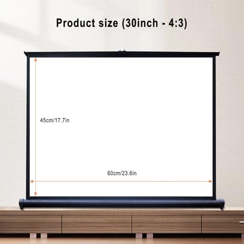 Pantalla de proyección de escritorio portátil, pantalla manual para proyector HD, con ángulo de visión de 160°, con bolsa de almacenamiento, pantalla de cine para uso en hogar y oficina, 30 pulgadas, ratio 4:3 miniatura 5