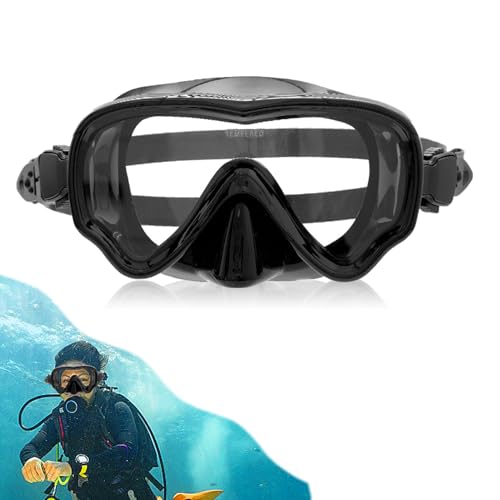 Maschera Subacquea Adulti, Maschera Sub Unisex Adulti Occhialini Nuoto Uomo Donna Maschera Snorkeling Grandangolare a 180° in Vetro Temperato a Prova di Perdite per Immersioni Nuoto, Nero