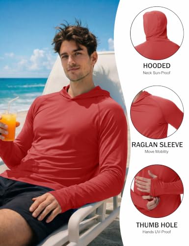Image of KEFITEVD Men's Sun Hoodie Long Sleeve Fishing UPF 50+ SPF Quick Dry Shirts