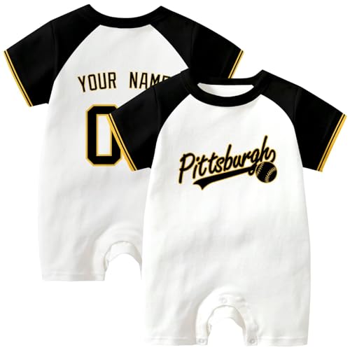 Image of KREDE Baby Clothes Unisex Bodysuit White Custom Name Number for Baby Boys