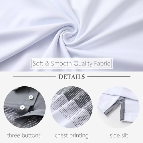 Rouen Polo Shirts for Men Quick Dry Regular Fit Casual Color Block Chest Print Active Short Sleeve Collared Mens Golf Shirt4