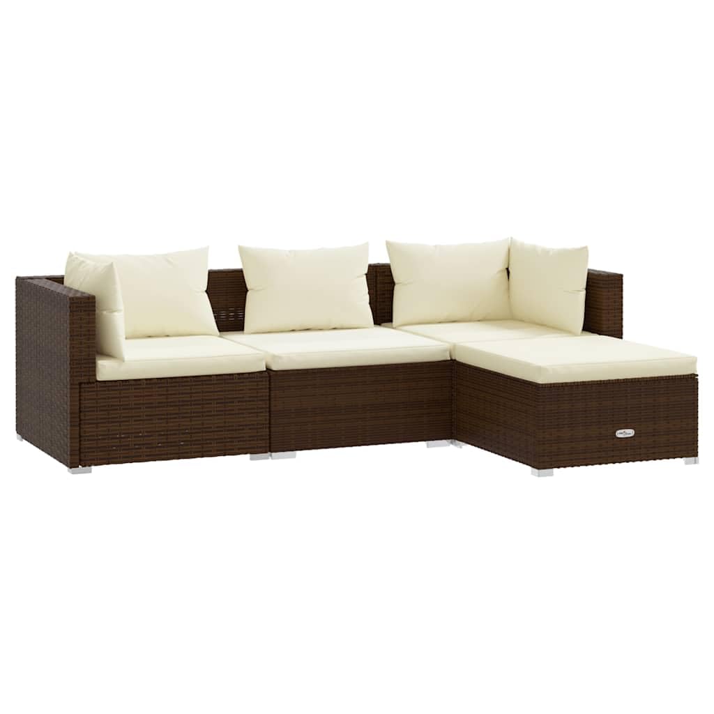 Salon de jardin 4 pcs en résine marron pour vos apéritifs et moments en famille